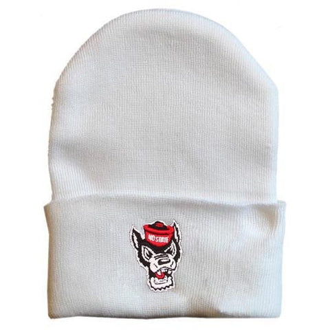 NC State Wolfpack Creative White Wolfhead Newborn Knit Hat