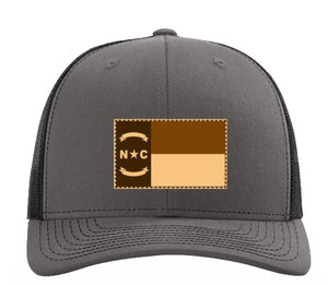 Black and Charcoal North Carolina Flag Adjustable Hat