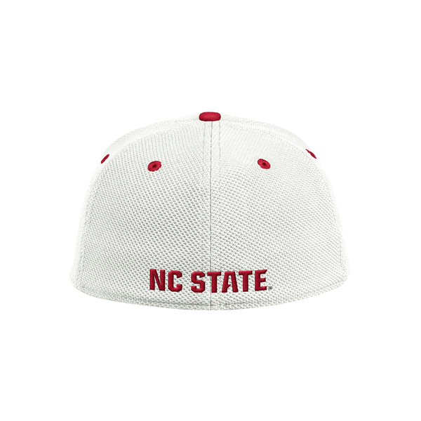 NC State Wolfpack Adidas White w/ Red Bill On-Field Baseball Fitted Mesh Hat