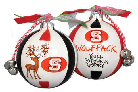 NC State Wolfpack "You'll Go Down In History" Ribbon and Bells Ornament