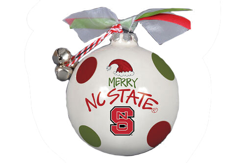 NC State Wolfpack Santa Hat Ribbon and Bells Ornament