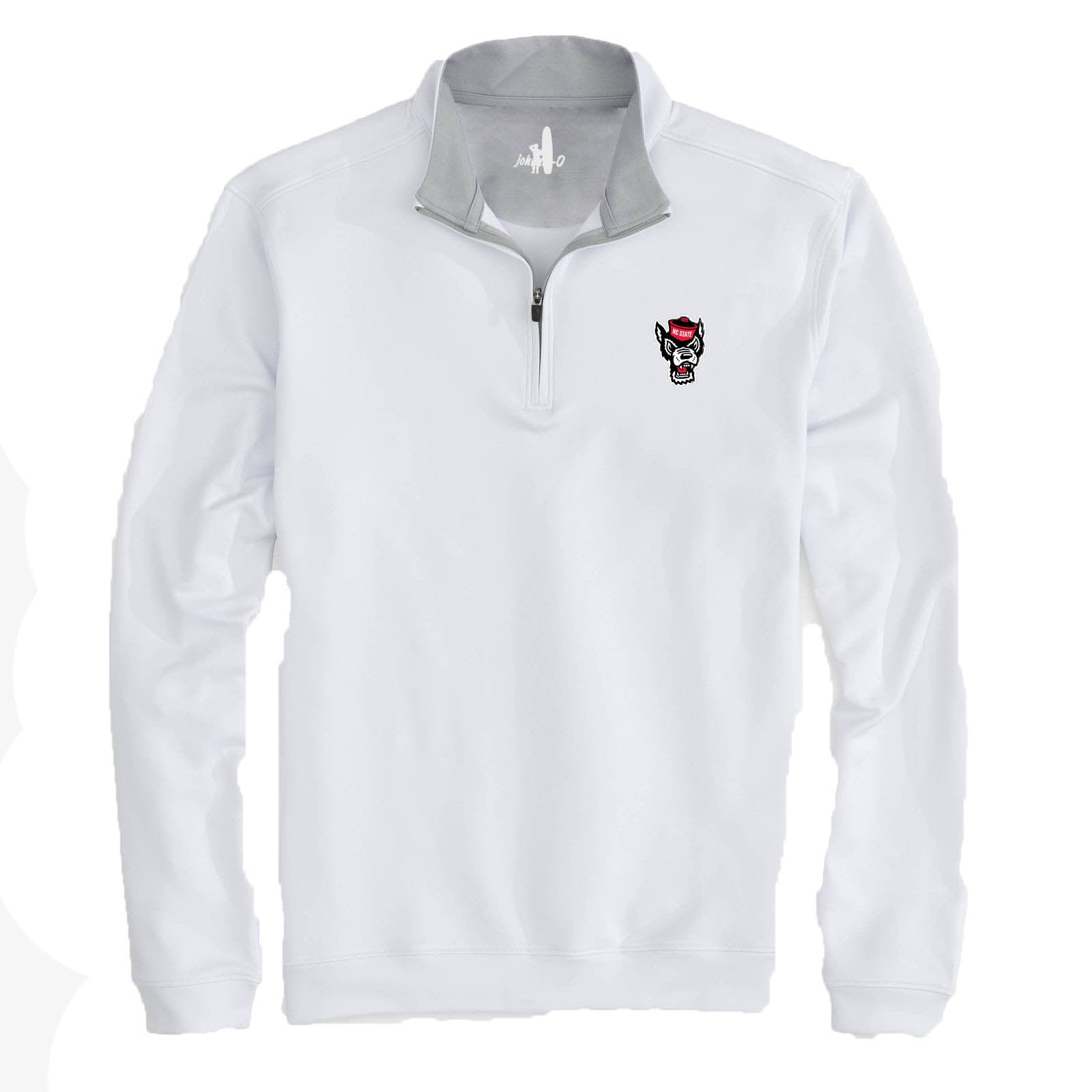 NC State Wolfpack Johnnie-O White Wolfhead Diaz 1/4 Zip Pullover