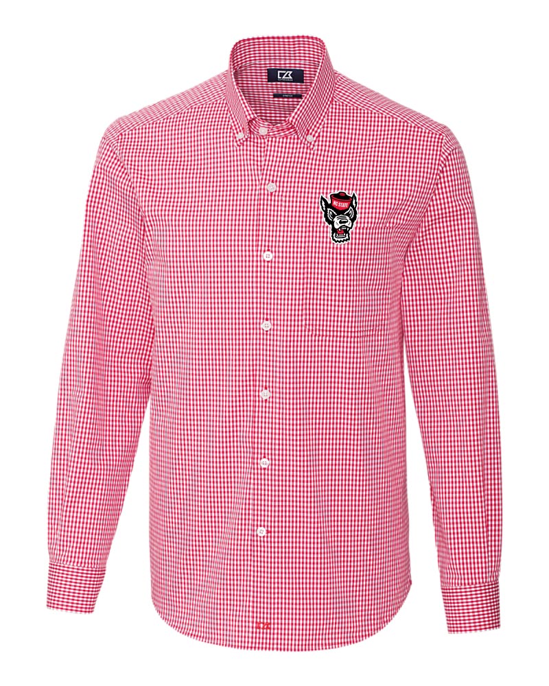 NC State Wolfpack Cutter & Buck Anchor Gingham Dress Shirt