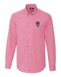 NC State Wolfpack Cutter & Buck Anchor Gingham Dress Shirt