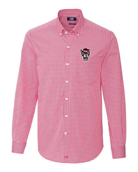 NC State Wolfpack Cutter & Buck Anchor Gingham Dress Shirt
