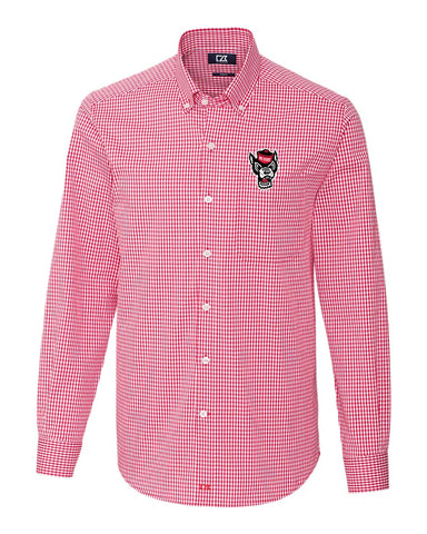 NC State Wolfpack Cutter & Buck Anchor Gingham Dress Shirt