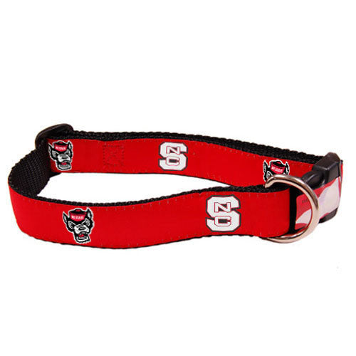 NC State Wolfpack Red Block S and Wolfhead Dog Collar