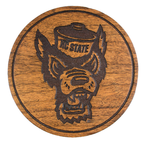 NC State Wolfpack Engraved Wolfhead Set of 4 Wood Coasters