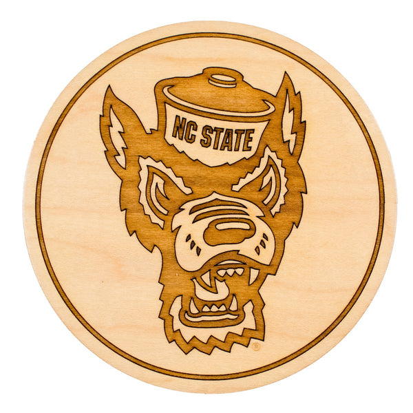 NC State Wolfpack Engraved Wolfhead Set of 4 Wood Coasters
