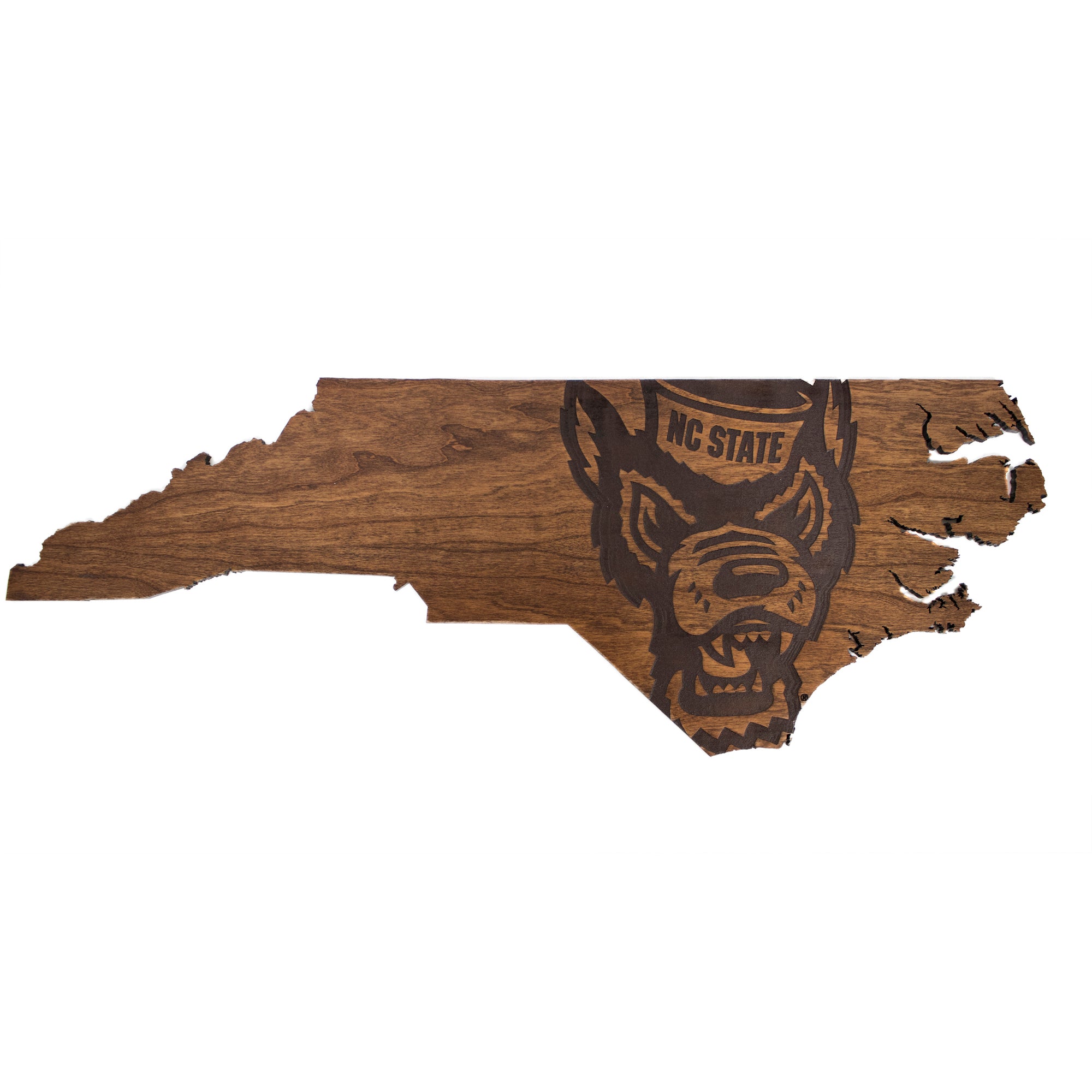 NC State Wolfpack Engraved State Outline Wolfhead Wall Hanging
