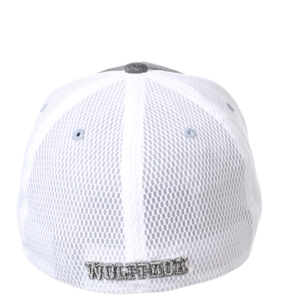 NC State Wolfpack Zephyr Heather Grey and White Wolfhead Sugarloaf Fitted Hat