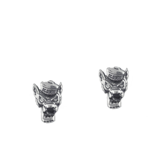 NC State Wolfpack Silver Wolfhead Post Earrings