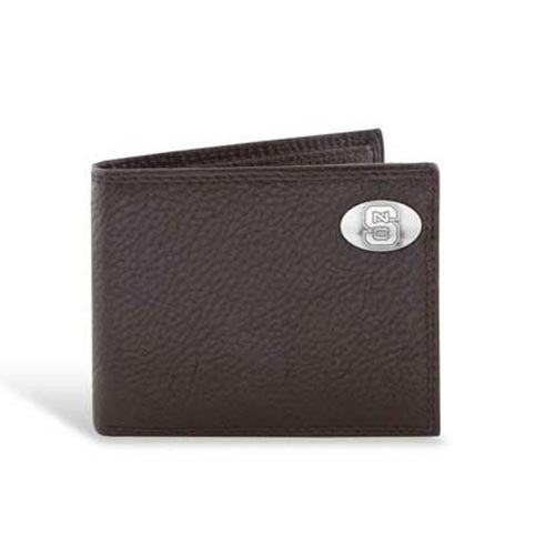 NC State Wolfpack Leather Pebble Brown Passcase Wallet