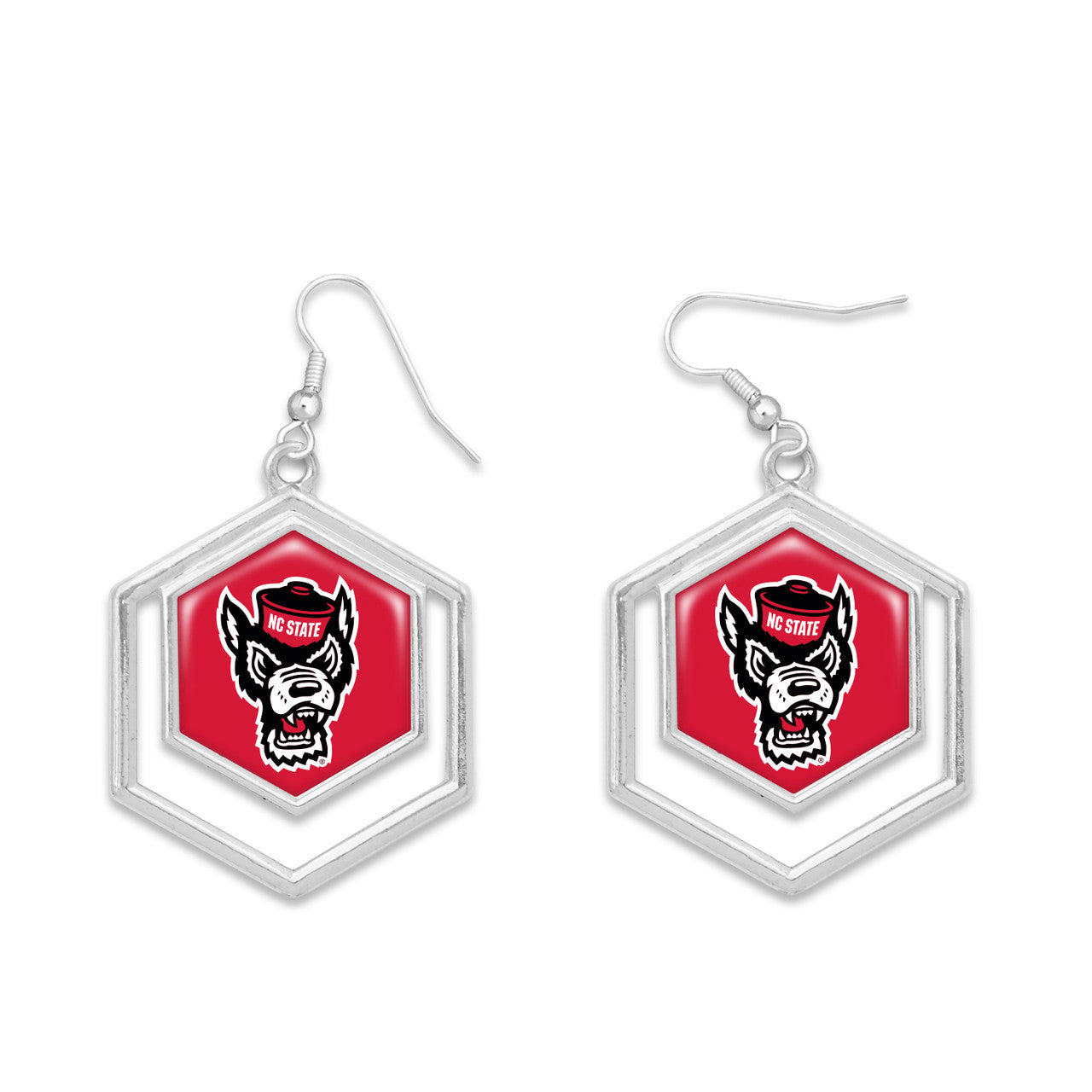 NC State Wolfpack Red Wolfhead Juno Earrings