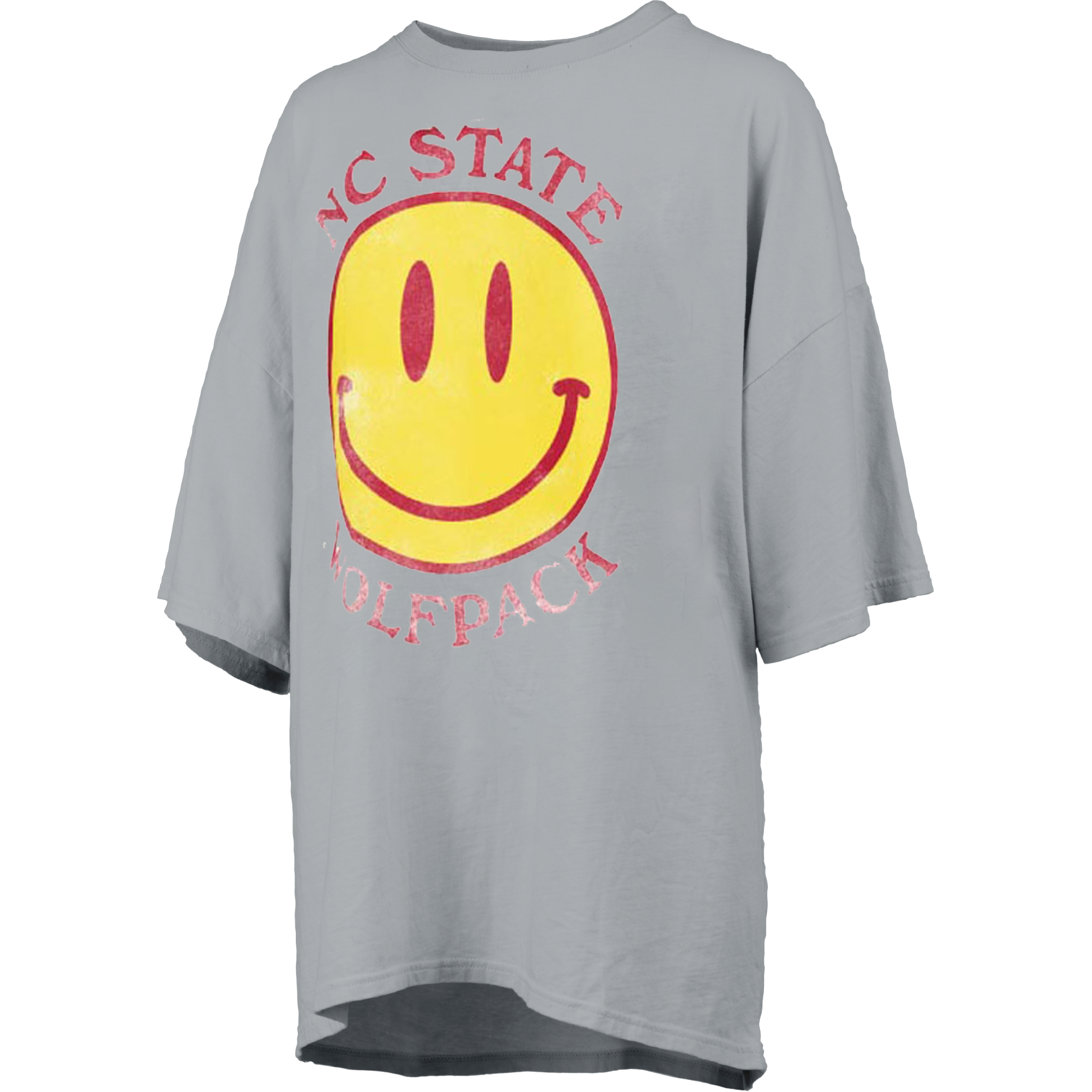 NC State Wolfpack Grey Smiley Face Oversized Top