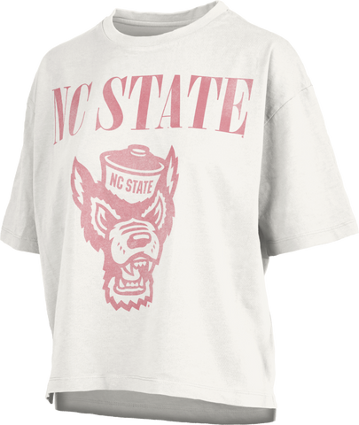 NC State Wolfpack Women's White Davidson Oversized Crop Top