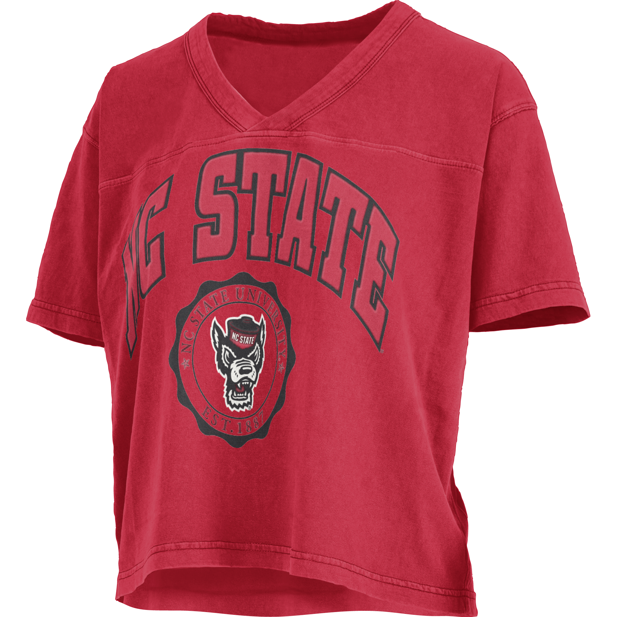 NC State Wolfpack Women's Red Edith Puff Oversized Crop Top