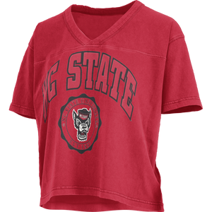 NC State Wolfpack Women's Red Edith Puff Oversized Crop Top