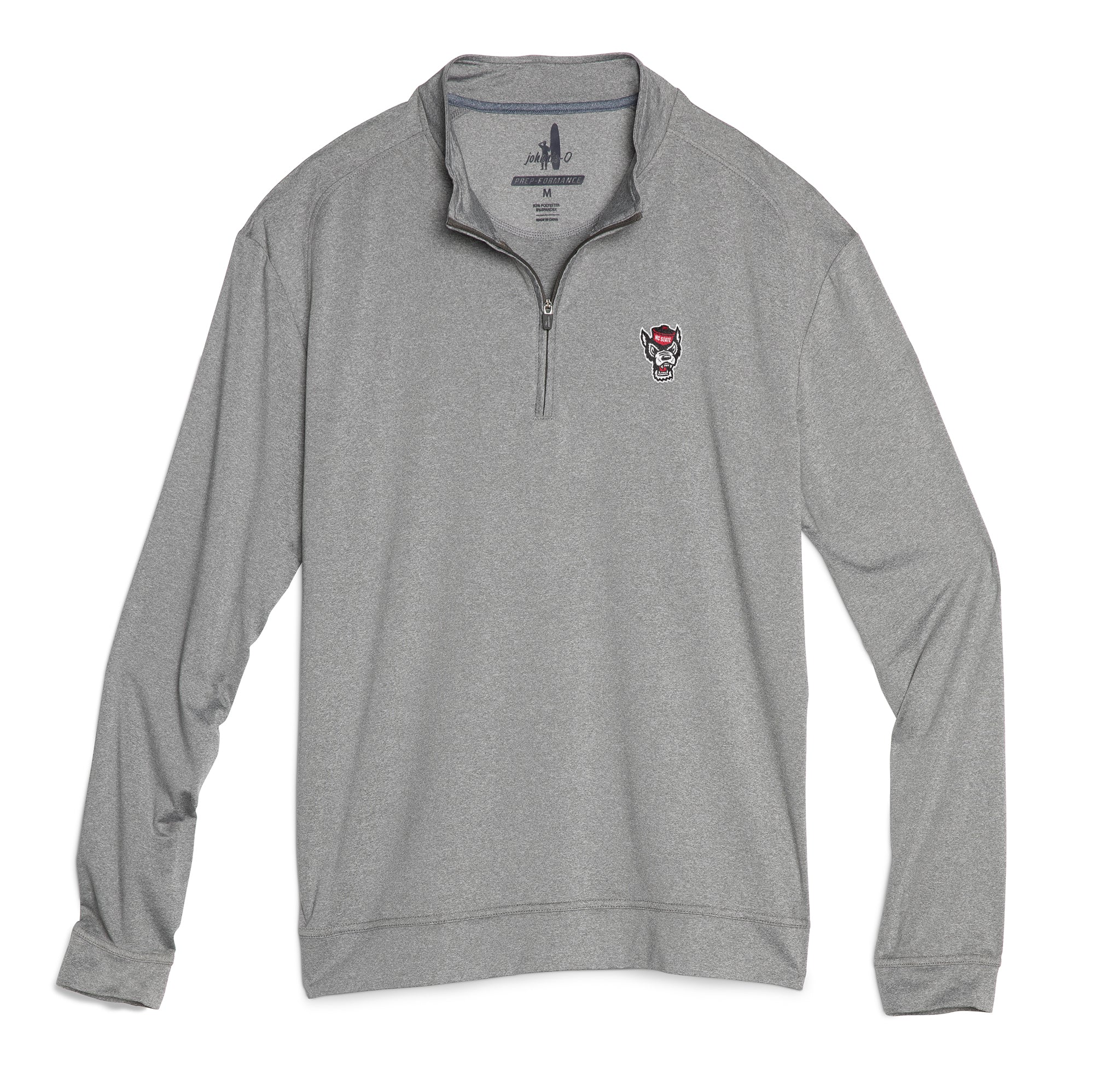 NC State Wolfpack Johnnie-O Grey Wolfhead Flex Performance 1/4 Zip Pullover