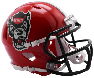 NC State Wolfpack Riddell Red Wolfhead Replica Mini Speed Football Helmet NC State Wolfpack Riddell Red Wolfhead Replica Mini Speed Football Helmet