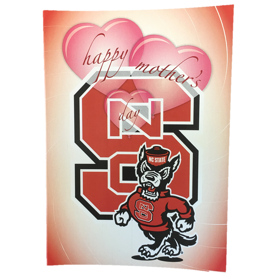 NC State Wolfpack Pink Hearts Happy Mother's Day Card