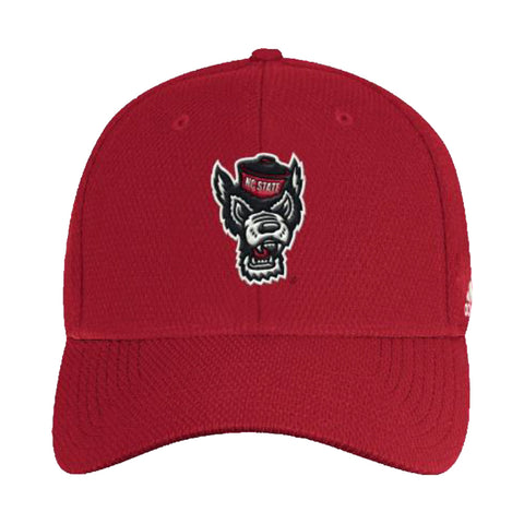 NC State Wolfpack Adidas 2022 Red Coaches Sideline Wolfhead Stuctured Flex Hat