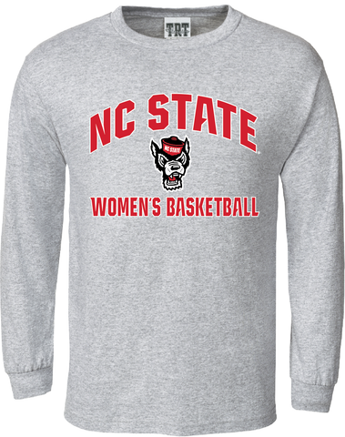 NC State Wolfpack Oxford Grey Wolfhead Women's Basketball Long Sleeve T-Shirt