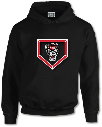 NC State Wolfpack Wolfhead Homplate Baseball Black Hooded Sweatshirt
