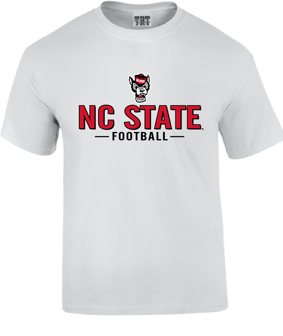 NC State Wolfpack White Wolfhead Football T-Shirt