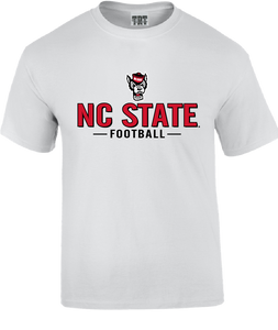 NC State Wolfpack White Wolfhead Football T-Shirt