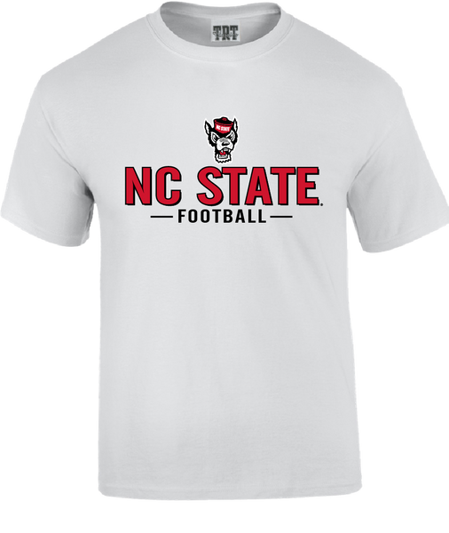 NC State Wolfpack White Wolfhead Football T-Shirt