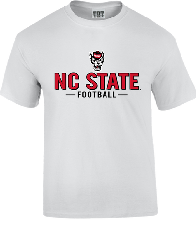 NC State Wolfpack White Wolfhead Football T-Shirt
