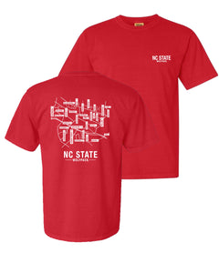 NC State Wolfpack Comfort Colors Red Campus Roadmap T-Shirt