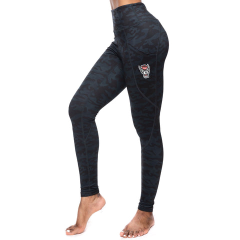 NC State Wolfpack Women's Black Camo Wolfhead Leggings w/Pockets