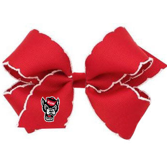 NC State Wolfpack Medium Red Wolfhead Moonstitch Hair Bow