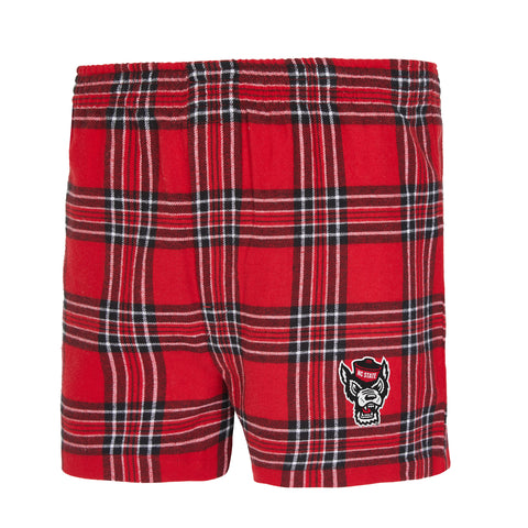 NC State Wolfpack Men's Red Takeaway Wolfhead Flannel Boxers