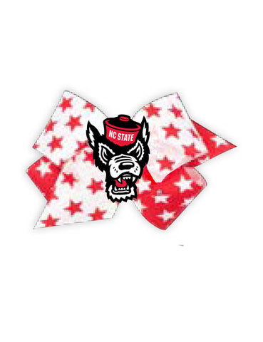 NC State Wolfpack King Red and White Stars Wolfhead Bow