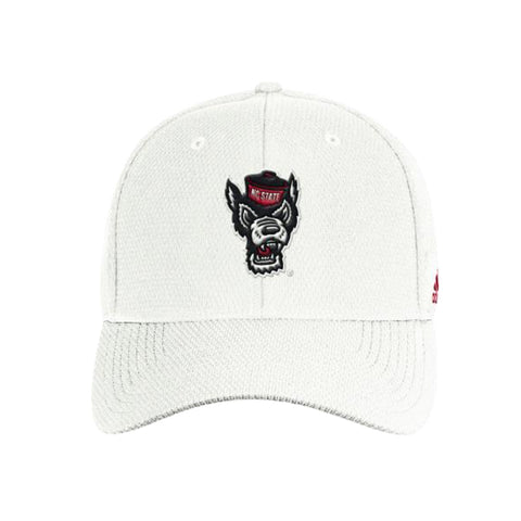 NC State Wolfpack Adidas 2022 White Coaches Sideline Wolfhead Stuctured Flex Hat