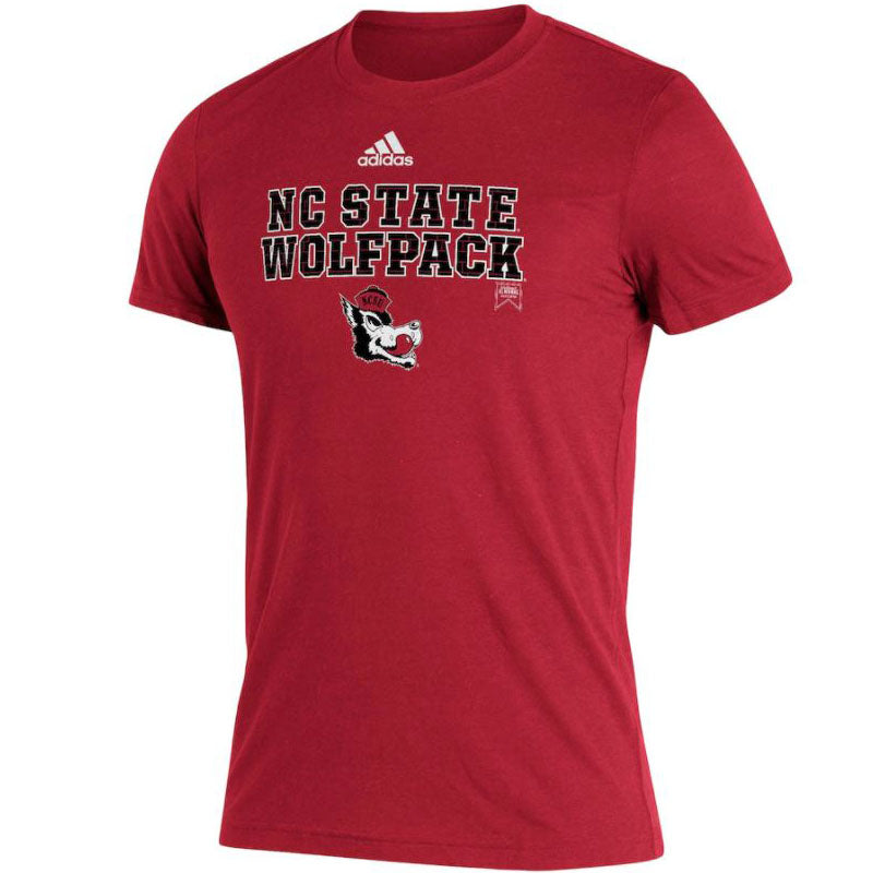 NC State Wolfpack Adidas Youth Red Football Sideline Slobbering Wolf Amplifier T-Shirt