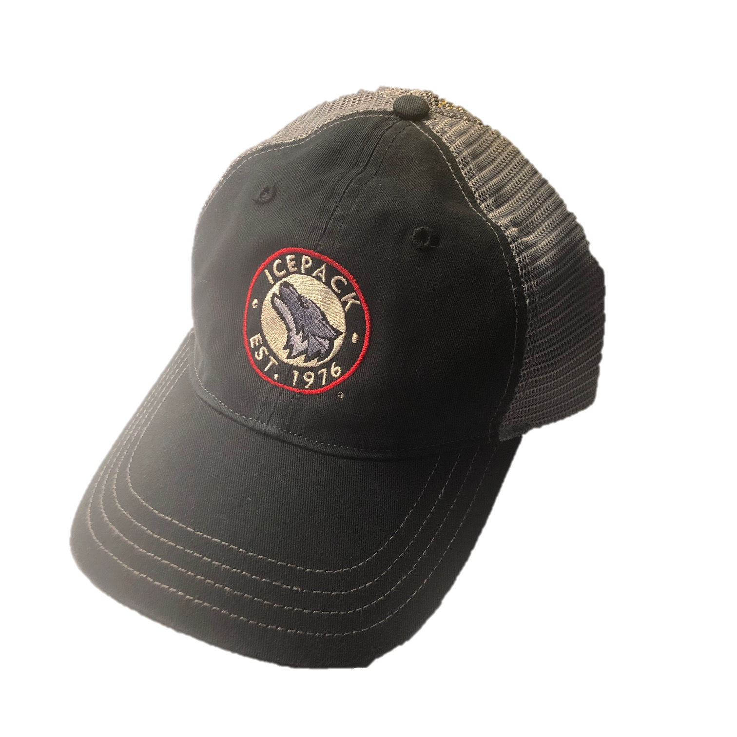 Black and Grey IcePack Richardson Mesh Slouch Adjustable Hat