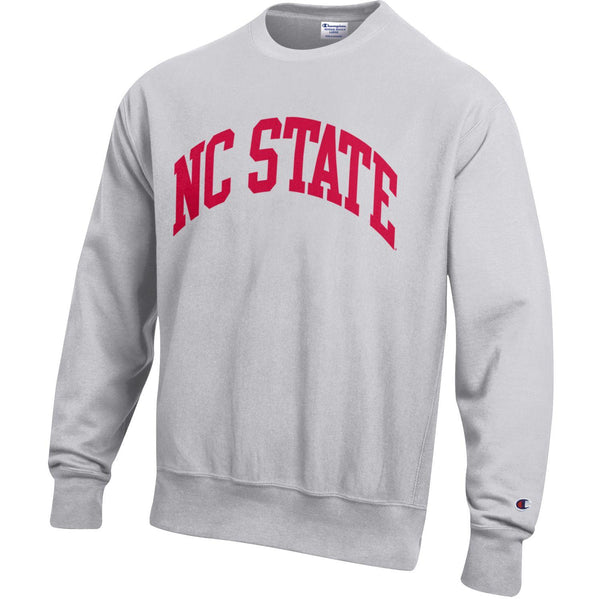 NC State Wolfpack Champion Silver Grey Red NC State Reverse Weave Crewneck Sweatshirt
