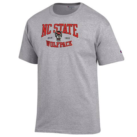 NC State Wolfpack Champion Youth Oxford Heather Grey Wolfhead Established 1887 T-Shirt