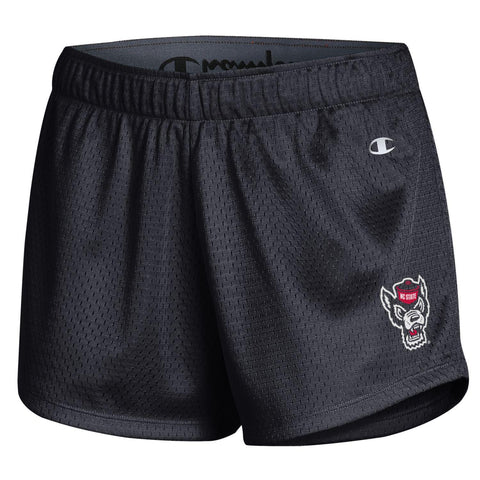 NC State Wolfpack Champion Women's Black Wolfhead Mesh Shorts