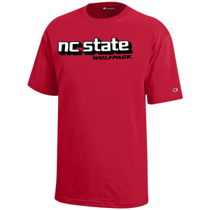 NC State Wolfpack Champion Youth Red Blocked Over Wolfpack T-Shirt