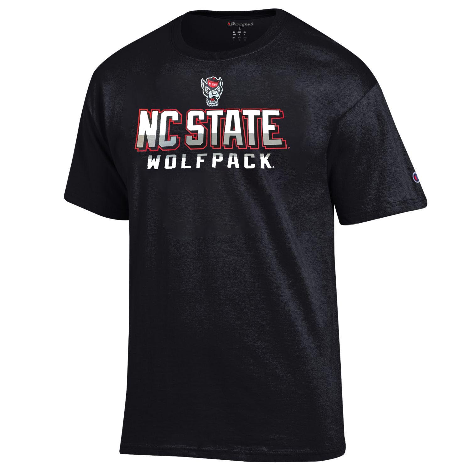 NC State Wolfpack Champion Black Wolfhead Shadow Letter T-Shirt