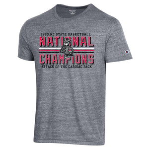 NC State Wolfpack Champion Heather Grey 1983 National Champs T-Shirt