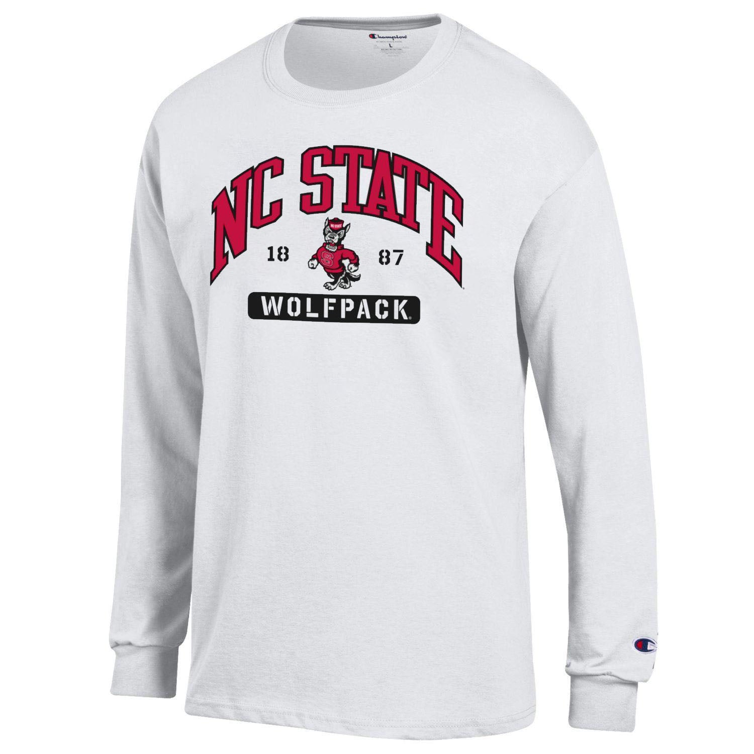 NC State Wolfpack Champion White Strutting Wolf Long Sleeve T-Shirt