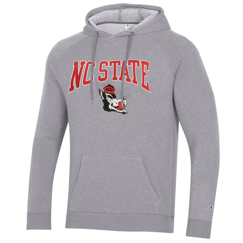 NC State Wolfpack Champion Heritage Grey Wolfhead Triumph Fleece Hooded Sweatshirt