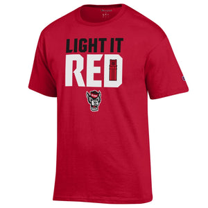 NC State Wolfpack Champion Red "Light It Red" Over Wolfhead T-Shirt