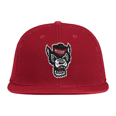 NC State Wolfpack Adidas Red Wolfhead On-Field Mesh Fitted Hat